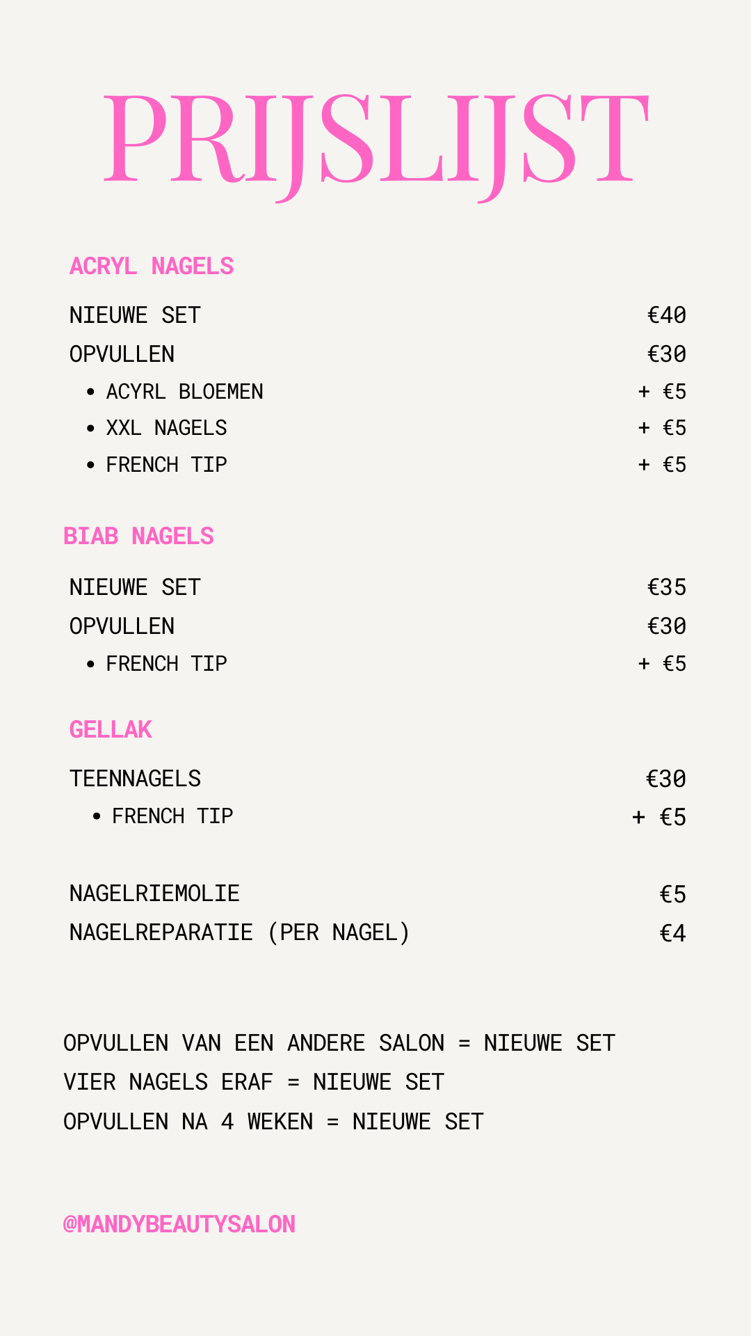 prijslijst